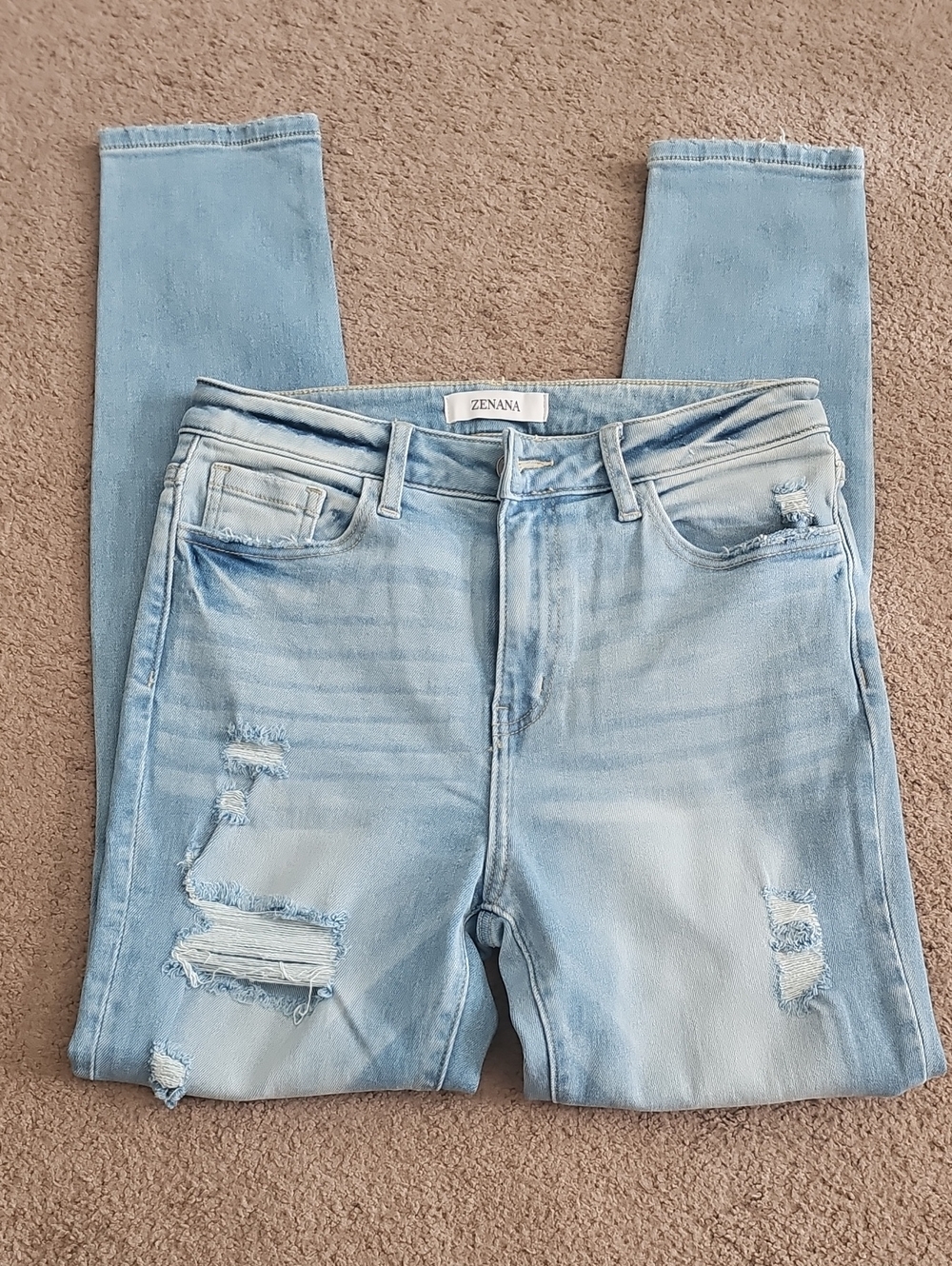Zenana Outfitters Light Blue Ripped Skinny Jeans